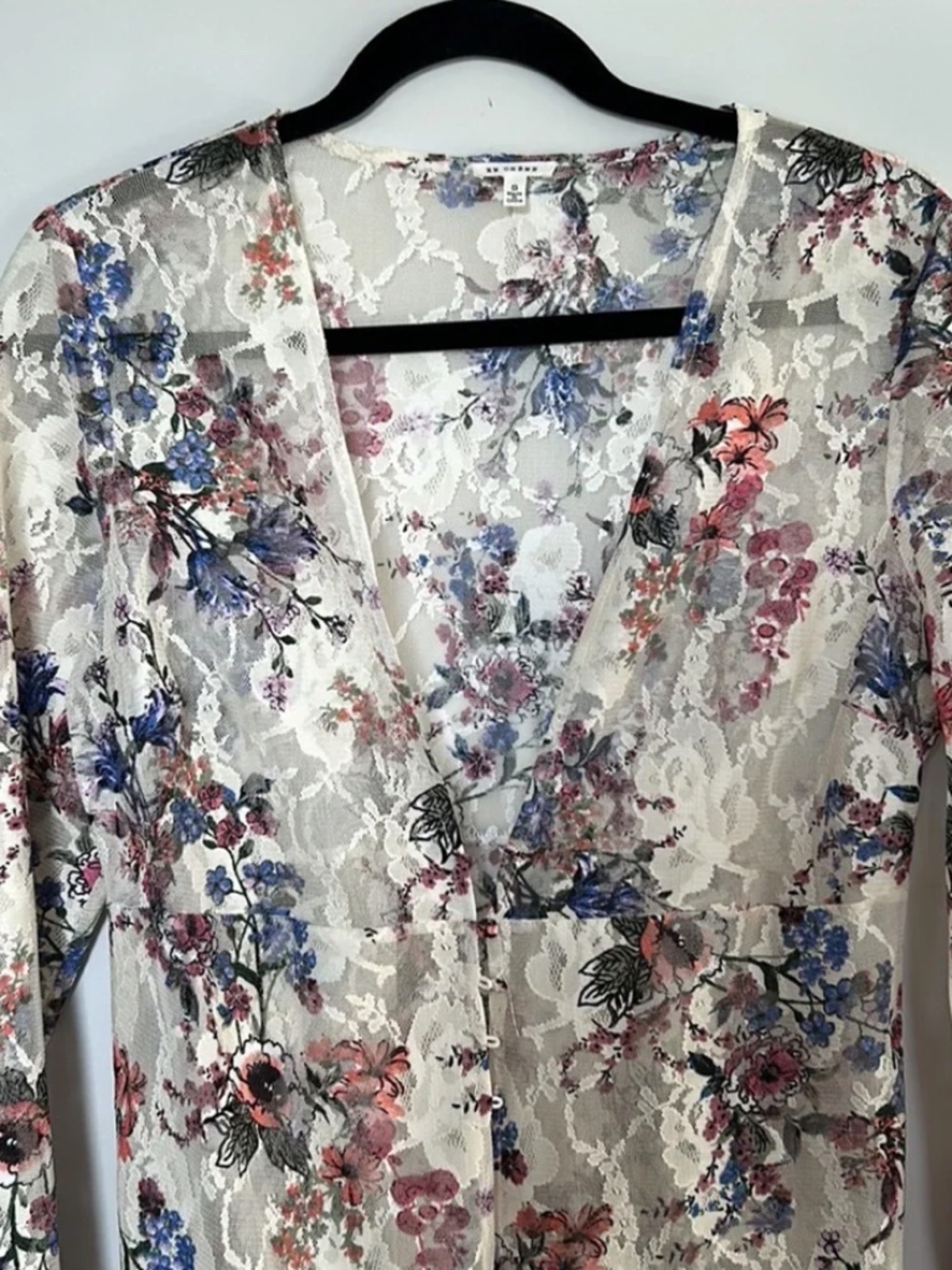 EN CRÈME Floral Lace Midi Duster Cardigan Coverup - Picture 11 of 12